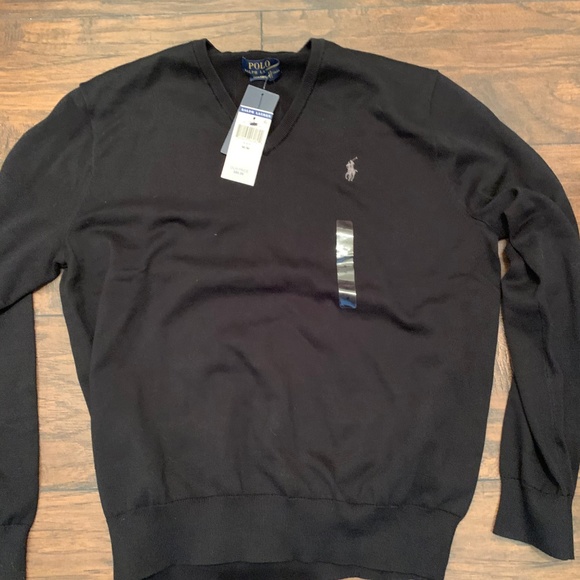 POLO RALPH LAUREN Cotton V-Neck Sweater Medium - Picture 2 of 4